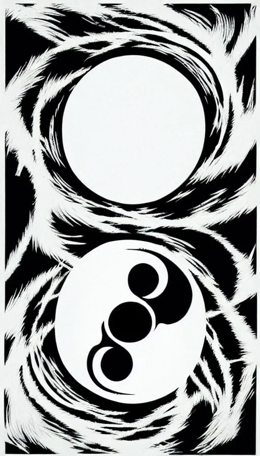 Image similar to Abstract representation of ying Yang concept, by Yoshihiro Togashi