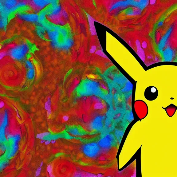 Prompt: pikachu on acid, digital art, 4k