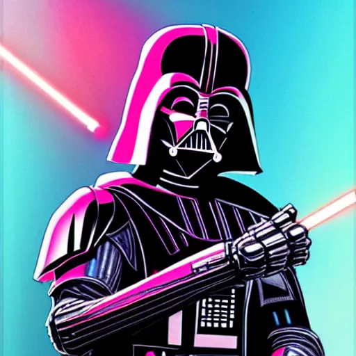 Prompt: Cyberpunk darth vader, colorful, impactful, detailed