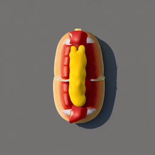 Image similar to hotdog floating in milk, surreal, photograph, photo realistic, render, low poly render