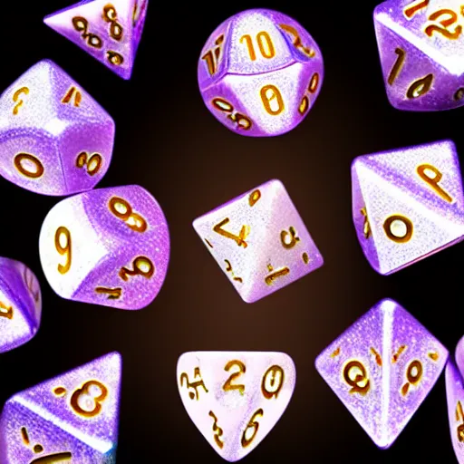 Prompt: d20 dice surrounded by magical glow