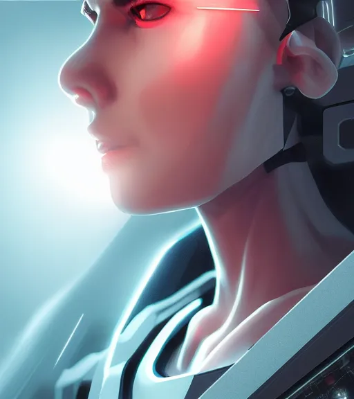 Image similar to a cyberpunk woman with shining sphere in neck, hyperrealistic, cyber world, ambient lighting, concept art, hyper - detailed, smooth, octane, ray tracing, cinematic, high quality