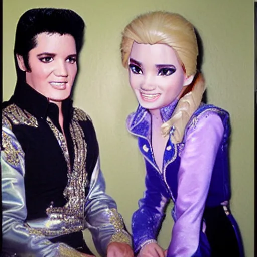 Image similar to Elvis Presley and Michael Jackson as Anna and Elsa