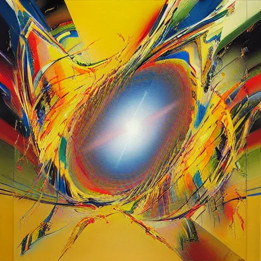 Image similar to abstract art representing momentum, oil painting by john berkey and gabriel dawe, masterwork