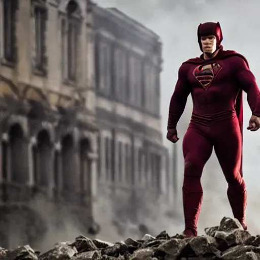 Prompt: Live Action Still of Henry Cavill as Omni-Man, real life, hyperrealistic, ultra realistic, realistic, highly detailed, epic, HD quality, 8k resolution, film still
