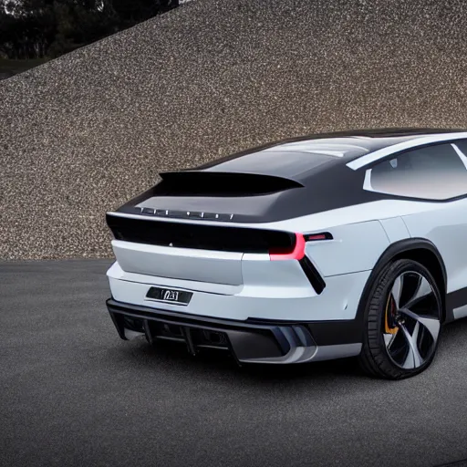 Image similar to new vehicle, wide body, intricate, elegant, highly detailed, smooth, sharp focus, art style from Polestar 1 and Polestar Precept concept