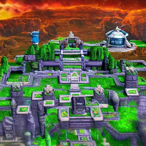 Image similar to diorama of the Temple of Time from The Legend of Zelda Breath of the Wild, tilt-shift photography, highly detailed