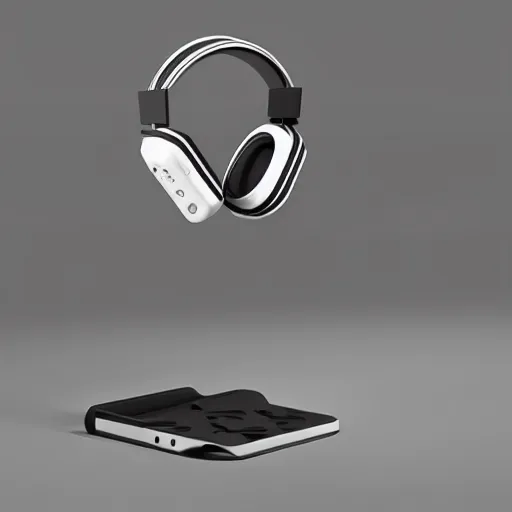 Prompt: wireless headphone stand machine, futuristic, techno, cyberpunk, product design, render, concept, fun, swag