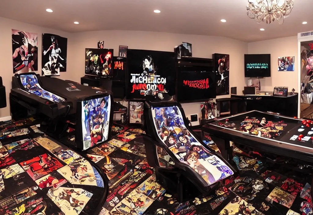 Image similar to a michael jackson gamer room