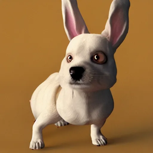 Image similar to half bunny half dog, artstation