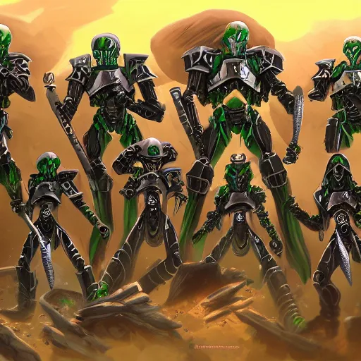 Prompt: Great Necron Army, concept art, digital art, trending on artstation, warhammer 40k concept art