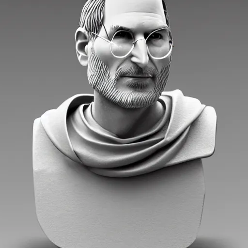 Image similar to Steve Jobs sculpture, roman, Greek, marble