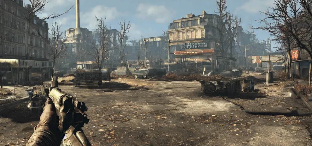 Image similar to Fallout 4 in Paris, very detailed, dynamic colors