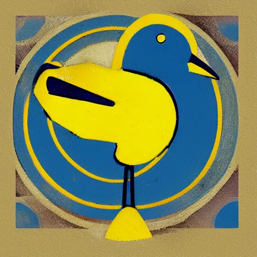 Prompt: Bird icon, blue and yellow