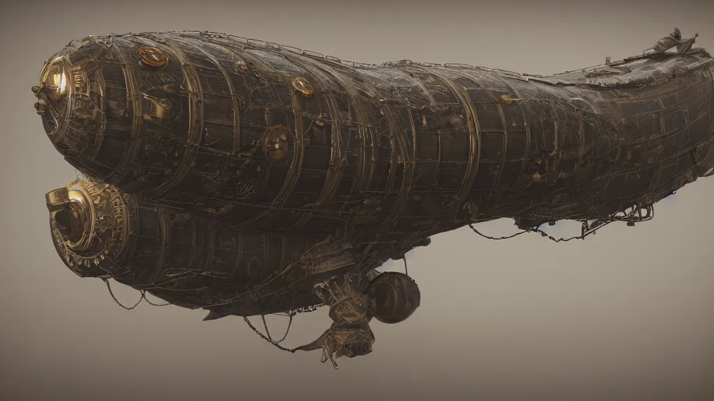 Image similar to steampunk tardigrade airship, high detail, octane render, 8k