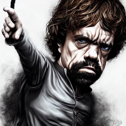 Prompt: peter dinklage as neo, digital painting, extremely detailed, 4 k, intricate, brush strokes, mark arian, artgerm, bastien lecouffe - deharme