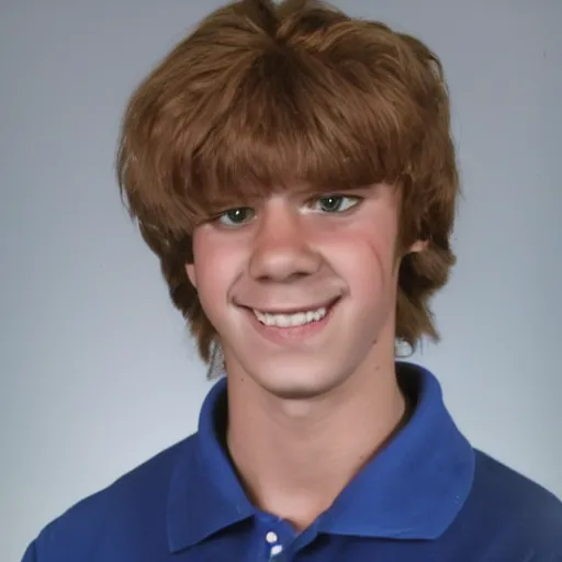 Image similar to yearbook photo of shaggy from scooby - doo, hyperrealistic, award winning