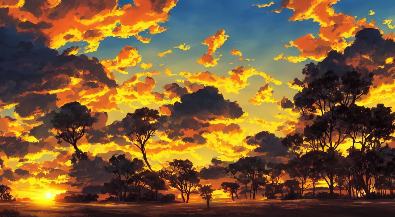 Prompt: rest stop road side south west sunset sky beautiful artstation 4 k breathtaking concept art illustration cartoon by jack kirby