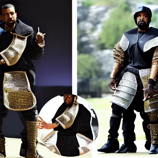 Image similar to kanye west wearing medieval armor