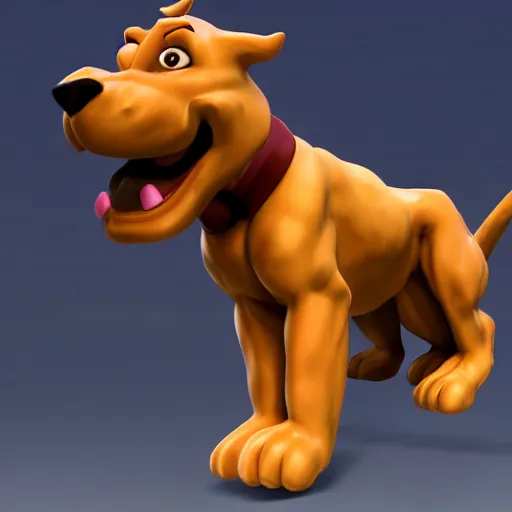 Image similar to scooby-doo, statue, 4k, volumetric lighting, hyper realistic, body builder