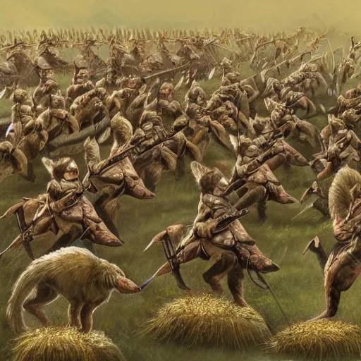 Prompt: professional art of an army of armored foxes, epic, narnia style, highly detailed, high quality, HD, 8K, award-winning