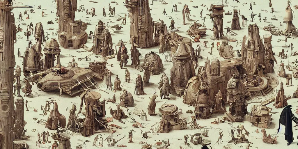 Image similar to a scene from Star Wars, detailed illustration, character design, intricate, by Wes Anderson, hieronymus bosch and Moebius