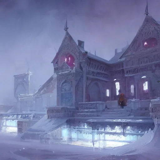 Image similar to Palace made of ice, concept art, by Greg Rutkowski, artstation