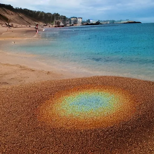 Image similar to rainbow made of sand on the sea