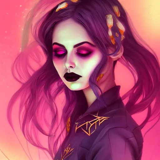 Image similar to a portrait of a beautiful willa holland death metal makeup, art by lois van baarle and loish and ross tran and rossdraws and sam yang and samdoesarts and artgerm, digital art, highly detailed, intricate, sharp focus, trending on artstation hq, deviantart, unreal engine 5, 4 k uhd image