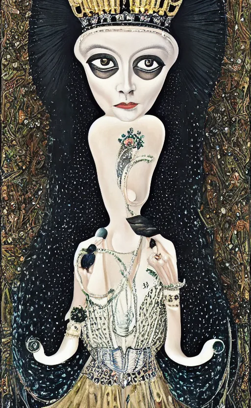 Image similar to a Hungarian portrait of a Queen, by Marcel Jankowicz, by Kay Nielsen,, by Georgia o Keeffe, trending on artstation , winner,dark fantasy, tonalism