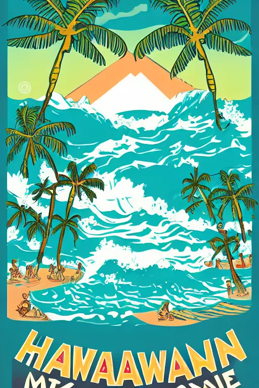 Image similar to hawaii, illustration, in the style of katinka reinke