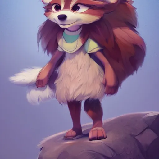 Prompt: portrait character design a cute fluffy wolf girl, style of maple story and zootopia, 3 d animation demo reel, portrait studio lighting by jessica rossier and brian froud and gaston bussiere