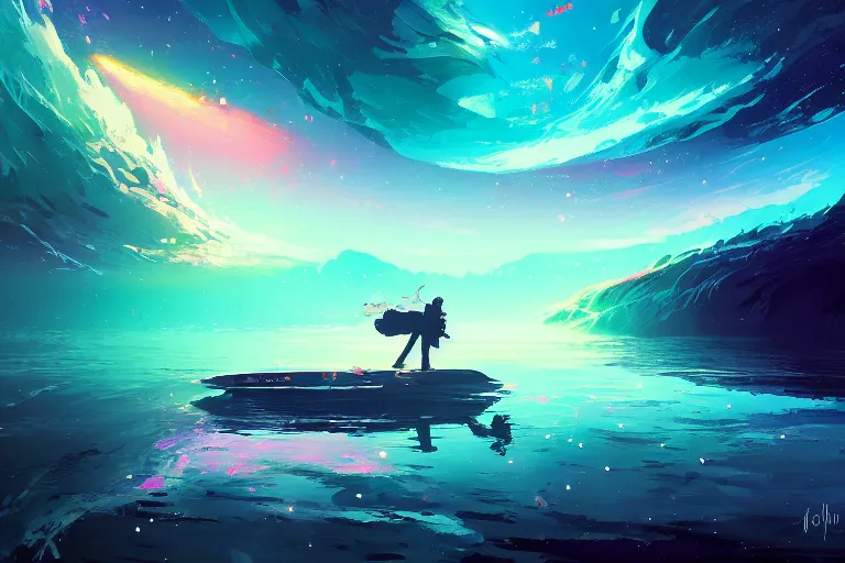 Image similar to eisberg floating in space, by anato finnstark, by alena aenami, by john harris, by ross tran, by wlop, by andreas rocha