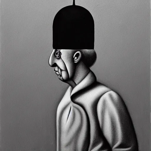 Image similar to a painting of a man with a bird on his shoulder, a surrealist painting by gertrude abercrombie. surrealism, dark, low contrast, featured on pixiv, precisionism, surrealist, art on instagram, detailed painting