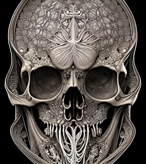 Image similar to art forms of nature by ernst haeckel, memento mori by arthur rackham, ornate antique porcelain beautiful skull mask, ultrasharp, photorealistic, hyperdetailed, octane render, polished, art nouveau, neo - gothic, gothic, intricate ornamental organic filigree, art nouveau botanicals, art forms of nature by ernst haeckel, horizontal symmetry, symbolist, visionary