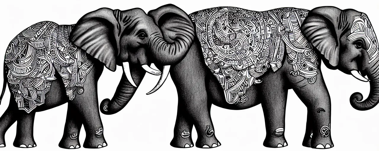 Image similar to a full page schematic diagram illustration of a elephant cat hybrid, ultra detailed, 4 k, intricate, encyclopedia illustration, fine inking lines
