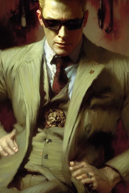 Image similar to albert wesker, painting by gaston bussiere, craig mullins, greg rutkowski, alphonse mucha