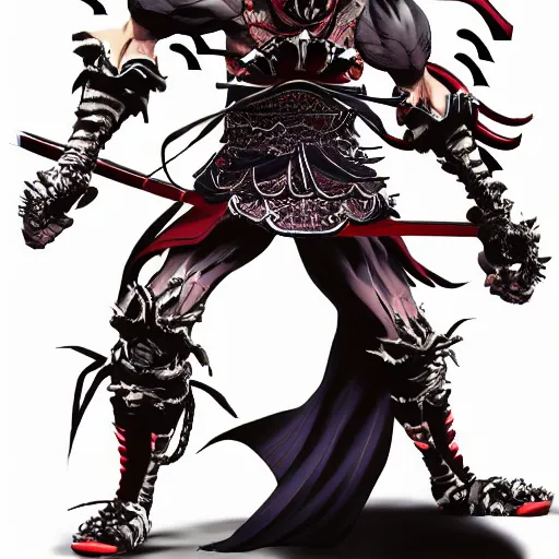Prompt: demon samurai , short hair, made by Yusuke Murata, Tomohiro Shimoguchi, Takeshi Obata, Masakazu Katsura, ArtStation, CGSociety