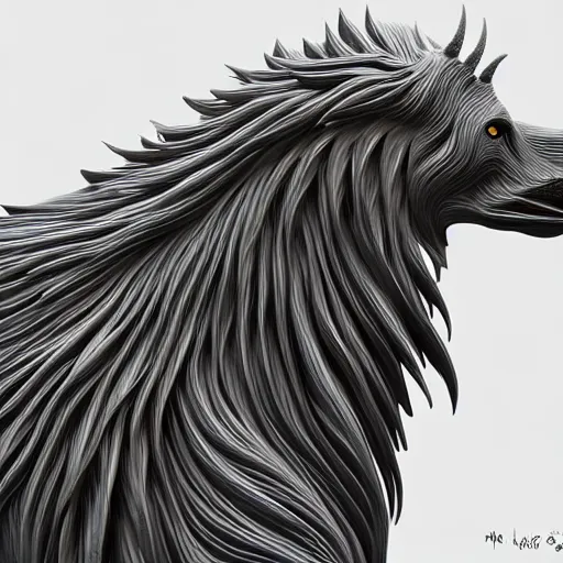 Image similar to animal sculpture, powerful, voluminous, intricate, elegant, highly detailed, digital painting, artstation, smooth, symmetrical, sharp focus, by jewett ellen