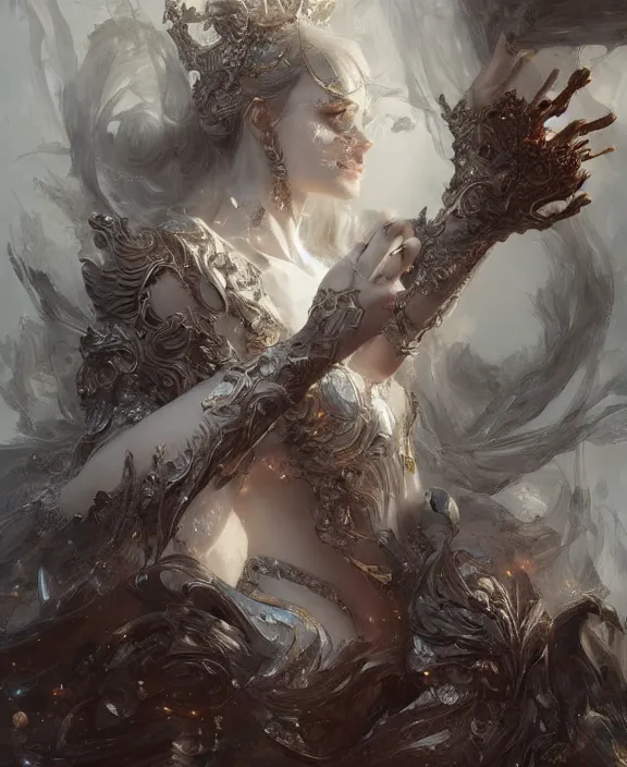 Prompt: fallen god, fantasy, intricate, elegant, highly detailed, digital painting, artstation, concept art, art by artgerm and and ruan jia