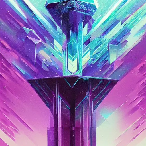 Prompt: An abstract sci-fi crystal by Petros Afshar, acrylic paint