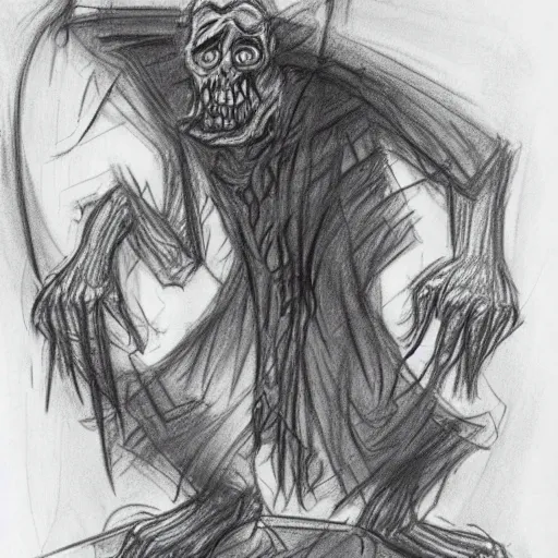 Prompt: milt kahl pencil sketch a lovecraftian zombie horror, loomis