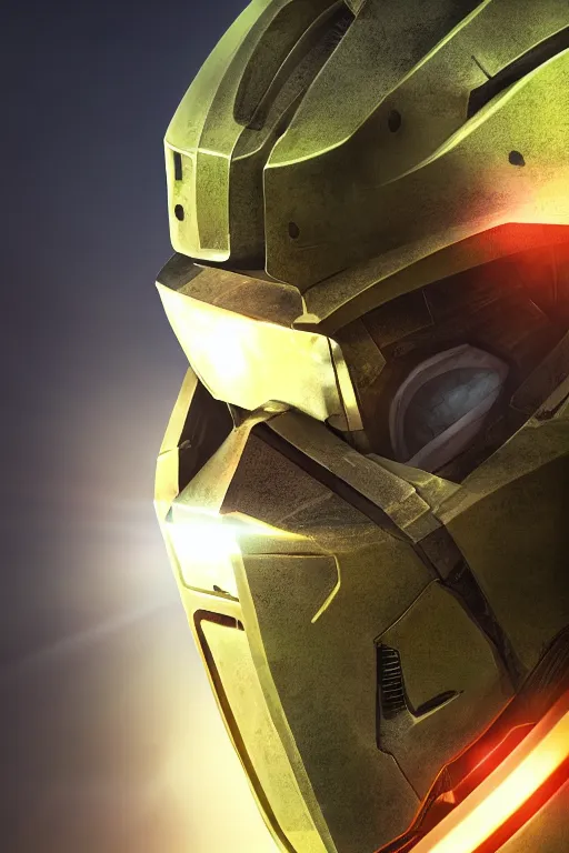 Image similar to robot ninja mask helmet halo master chief radiating a glowing aura global illumination ray tracing hdr fanart arstation by ian pesty and katarzyna da „ bek - chmiel