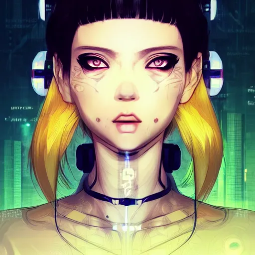 prompthunt: anime style hot dark occult cyberpunk cute girl, dark