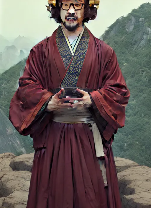 Prompt: sam hyde in hanfu suit, sigma male, accurately portrayed, rule of thirds, by jakub rebelka, martine johanna, wadim kashin, dino valls, great wall of china in the distance, very detailed, smooth, sharp focus, octane render, close up, face anatomy