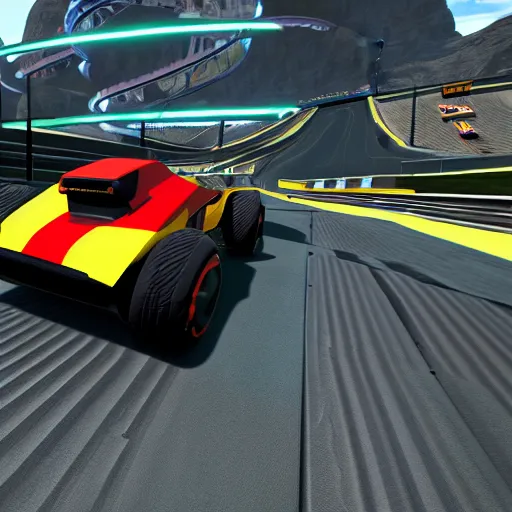 Image similar to artificial intelligence driving very fast in trackmania