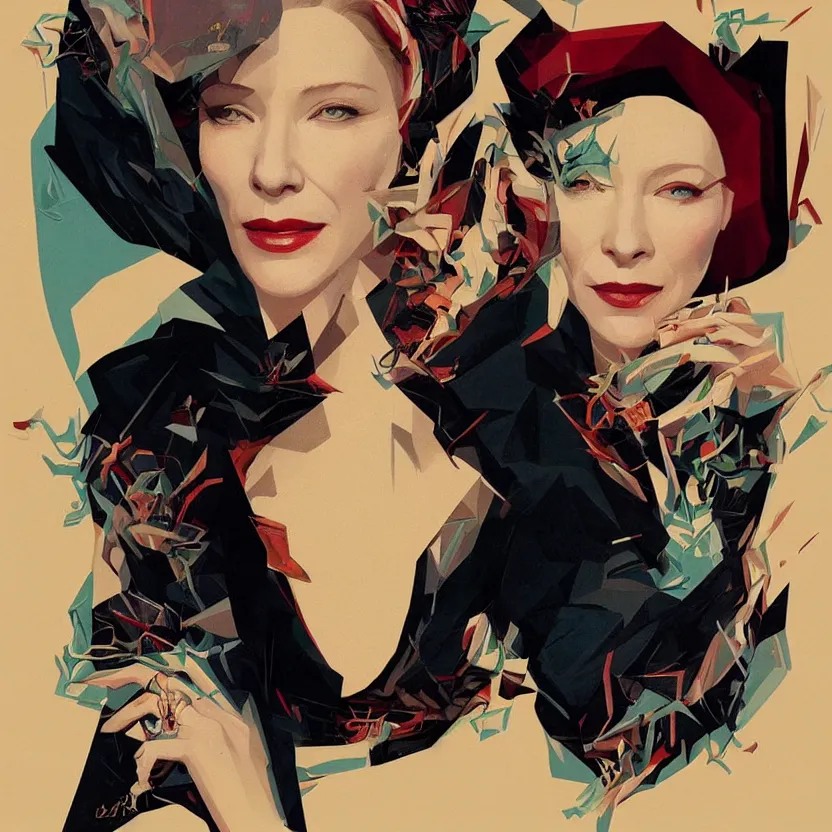 Image similar to cate blanchett, by Sachin Teng + Karol Bak + Rolf Armstrong