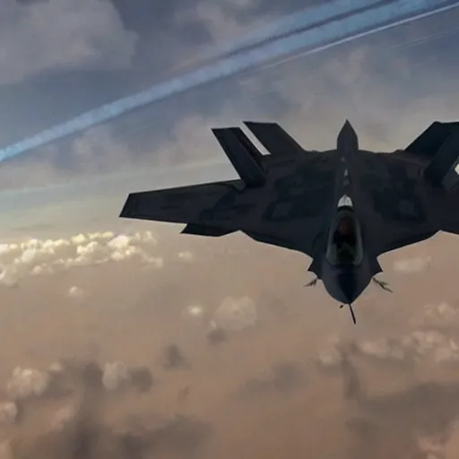 Prompt: “f-35 dogfight in the sky, world war 3, cinematic, atmospheric, high definition”