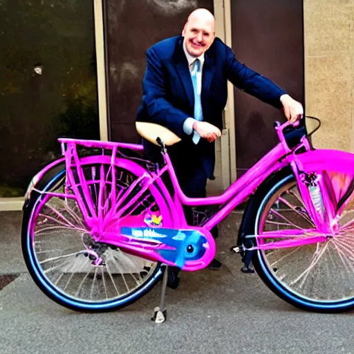 Image similar to Jim Cramer loves his new pink bicycle