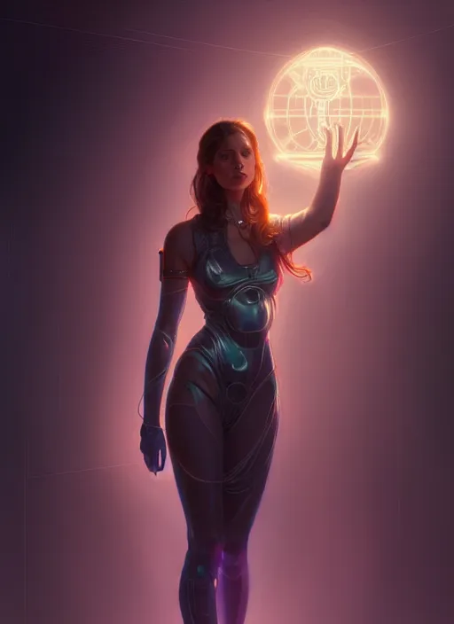 Image similar to full body portrait of girl, chemisty, sci - fi, glowing lights!! intricate, elegant, highly detailed, digital painting, artstation, concept art, smooth, sharp focus, illustration, art by artgerm and greg rutkowski and alphonse mucha, 8 k